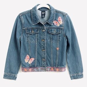 GAP Blue Denim Jacket with Colorful Embroidery